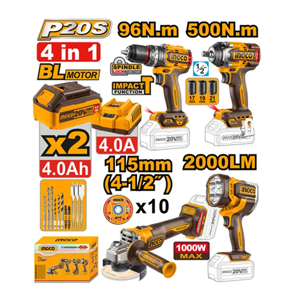 ست 4 عددی ابزار شارژی  اینکو مدل COSLI241292