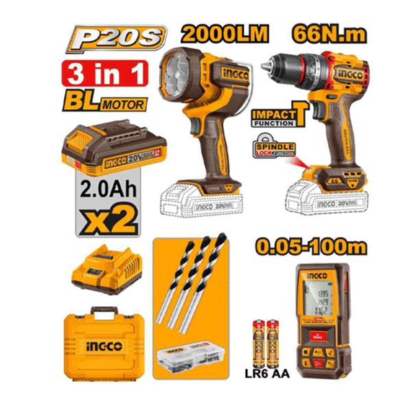 ست سه عددی ابزار شارژی اینکو مدل COSLI250885