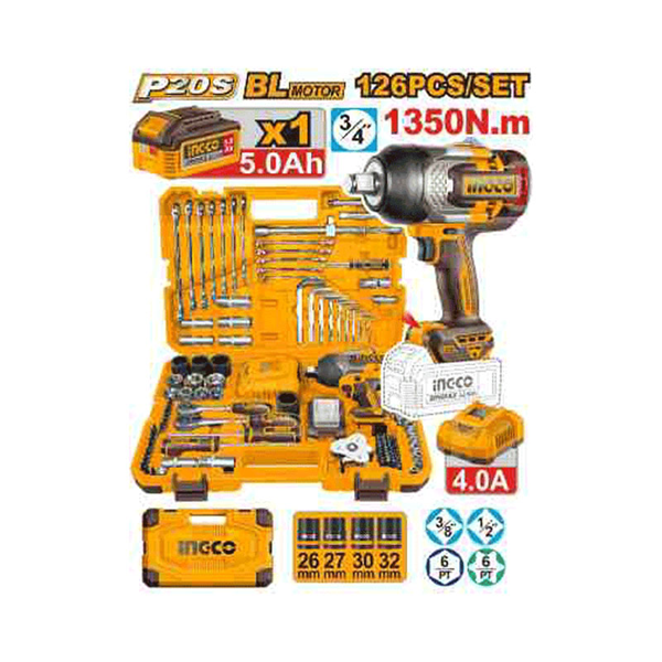 ست ابزار بکس شارژی 126 عددی اینکو مدل HKTHP31261